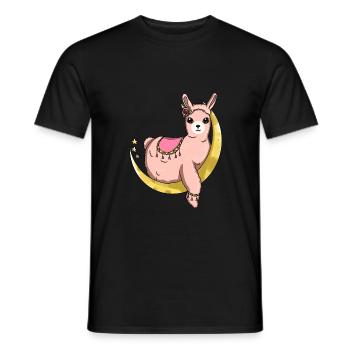 Alpaca moon llama cute pet andean animal gift - Men's T-Shirt - black - Front - AI Model Male 178 light (178cm)
