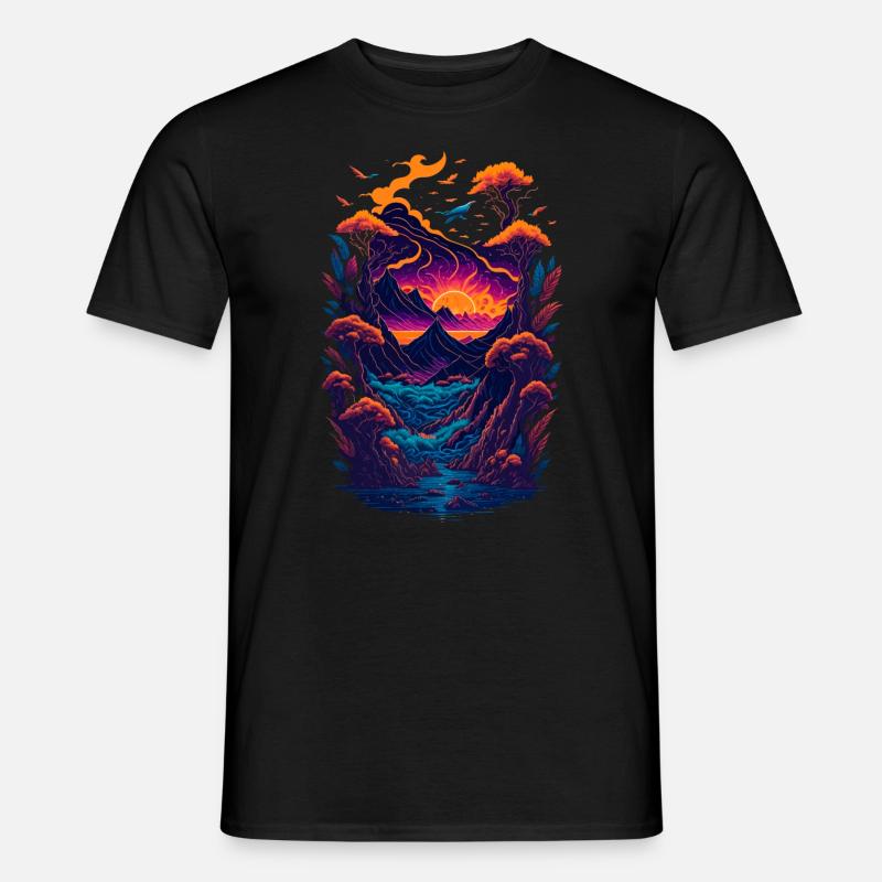 Fantastische Landschaftsillustration - Männer T-Shirt - Schwarz