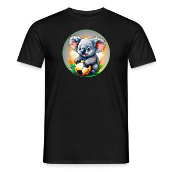 Mignon koala australien avec ballon de football - T-shirt homme - noir - Devant - AI Model Male 178 light (178cm)