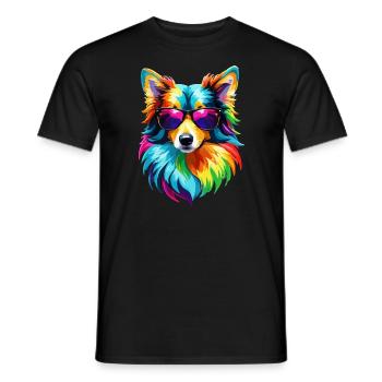 Border Collie Regenbogen Hund bunt cool süß Kinder - Männer T-Shirt - Schwarz - Vorne - AI Model Male 178 light (178cm)
