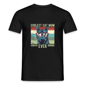 Cat COOLEST CAT MOM retro vintage - Men's T-Shirt - black - Front - AI Model Male 178 light (178cm)