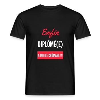 Enfin diplômé(e) humoristique - T-shirt homme - noir - Devant - AI Model Male 178 light (178cm)