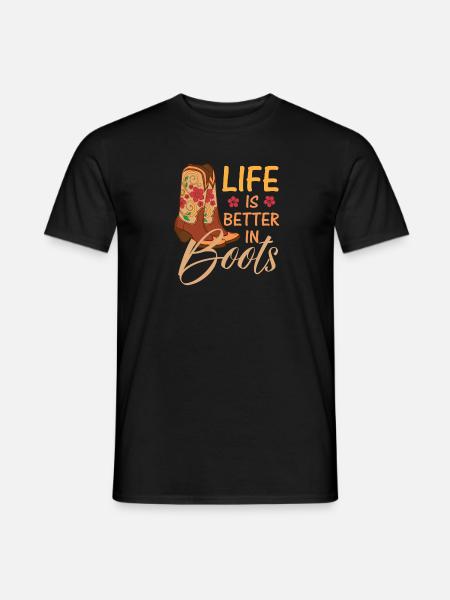 Das Leben ist besser in Country Music Stiefel - Männer T-Shirt - Schwarz