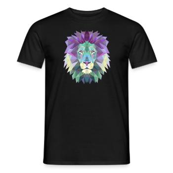 Löwe Geschenk Dreieck Polygon Löwin Raubkatze Lion - Männer T-Shirt - Schwarz - Vorne - AI Model Male 178 light (178cm)