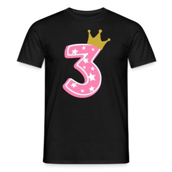 3 Crown 3rd birthday 3 years - Men's T-Shirt - black - Front - AI Model Male 178 light (178cm)