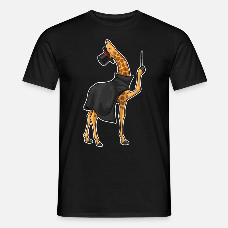 Giraffe Zauberer Zauberstab - Männer T-Shirt - Schwarz