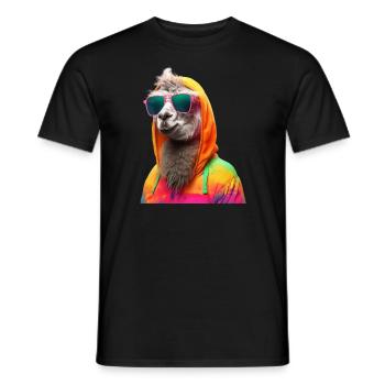 Llama with Sunglasses Colorful Cool Alpaca Llama - Men's T-Shirt - black - Front - AI Model Male 178 light (178cm)
