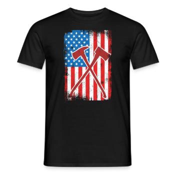 4. Juli US Feuerwehrmann - Männer T-Shirt - Schwarz - Vorne - AI Model Male 178 light (178cm)