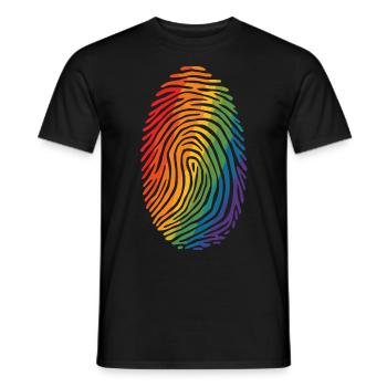 Conception d’art d’empreintes digitales arc-en-ciel coloré - T-shirt homme - noir - Devant - AI Model Male 178 light (178cm)