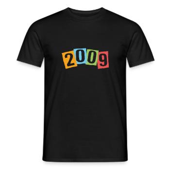 Geboren 2009 – Geburtstag mit großen bunten Zahlen - Männer T-Shirt - Schwarz - Vorne - AI Model Male 178 light (178cm)