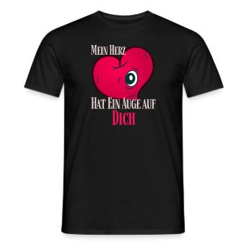 Mein Herz hat ein Auge auf dich in Rot - Männer T-Shirt - Schwarz - Vorne - AI Model Male 178 light (178cm)