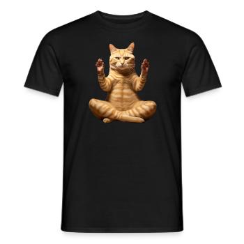 Cats Yoga / Yogi Cat - Men's T-Shirt - black - Front - AI Model Male 178 light (178cm)
