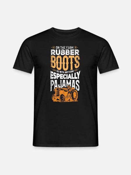 Rubber boots with pajamas | Farm outfit farmer - Men's T-Shirt - black