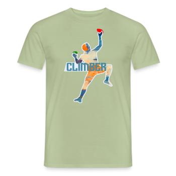 Mountain Climbing - Men's T-Shirt - sage - Front - AI Model Male 178 light (178cm)
