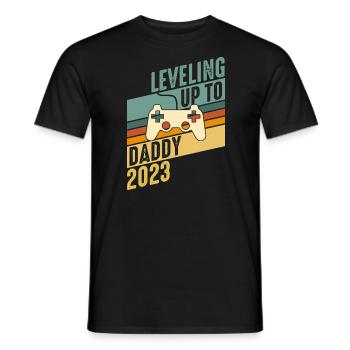 Niveau jusqu’à Père 2023 - Grossesse Hommes - T-shirt homme - noir - Devant - AI Model Male 178 light (178cm)