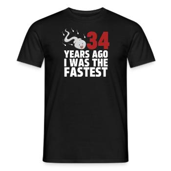 Vor 34 Jahren war ich der Schnellste - Männer T-Shirt - Schwarz - Vorne - AI Model Male 178 light (178cm)