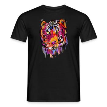 Bunter Tigerkopf - Männer T-Shirt - Schwarz - Vorne - AI Model Male 178 light (178cm)
