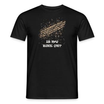 EST-CE QUE MON VÉLO VA BIEN? MARQUES DE PNEUS BOUEUSES D’ACCIDENT - T-shirt homme - noir - Devant - AI Model Male 178 light (178cm)
