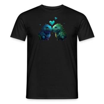 Dino Donosaur Sweet T-rex Love - Men's T-Shirt - black - Front - AI Model Male 178 light (178cm)