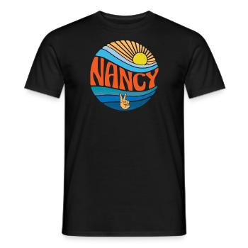 Nancy Hemd Vintage Sunset Nancy Groovy Tie Dye - Männer T-Shirt - Schwarz - Vorne - AI Model Male 178 light (178cm)