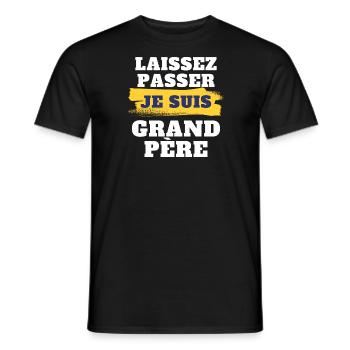 Laissez passer je suis grand pere - T-shirt homme - noir - Devant - AI Model Male 178 light (178cm)