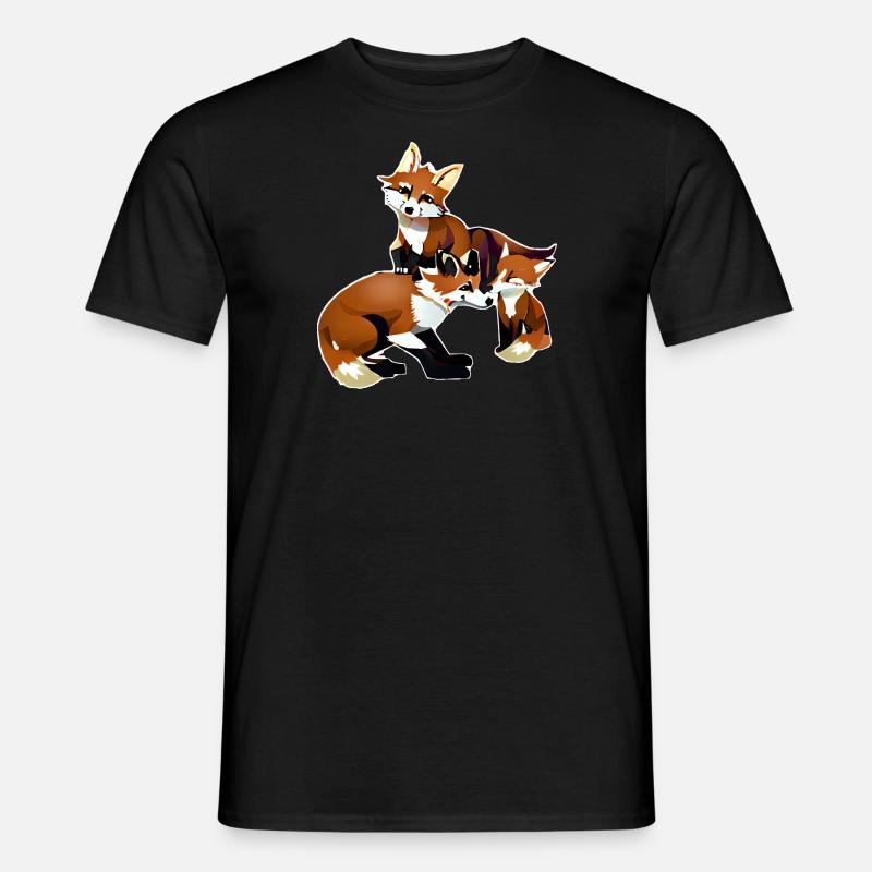 fox with young - Men’s T-shirt - black