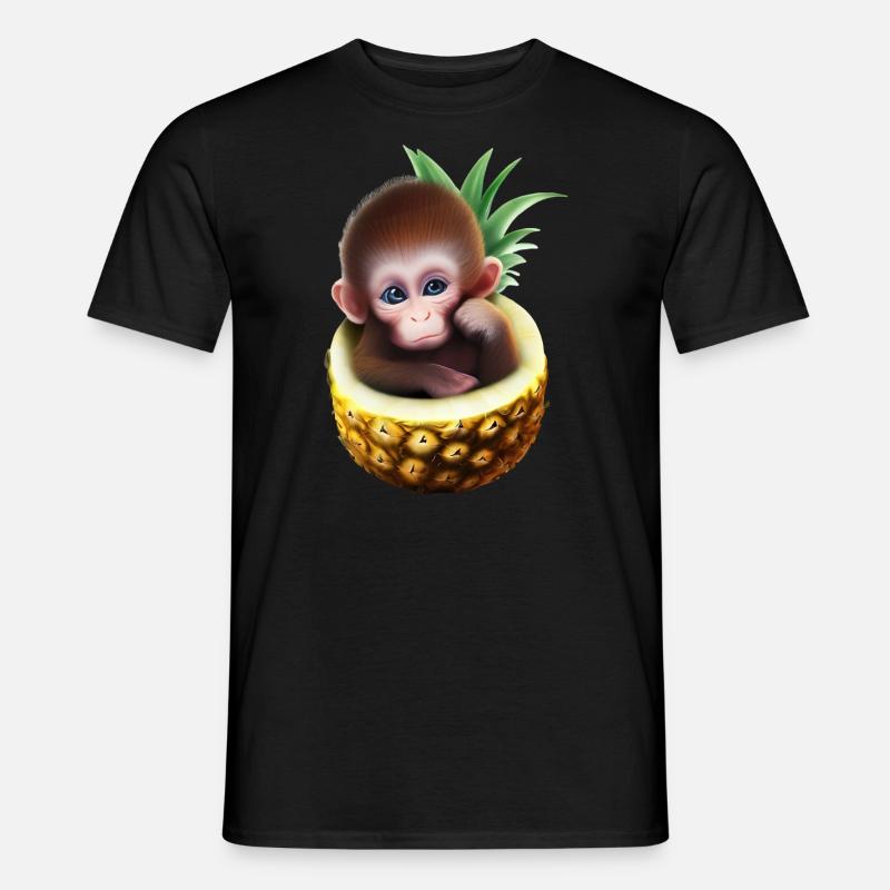 Little monkey in a pineapple - Men's T-Shirt - black