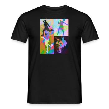 Fußball ,Fußballer , fußball,graffiti,bunt - Männer T-Shirt - Schwarz - Vorne - AI Model Male 178 light (178cm)