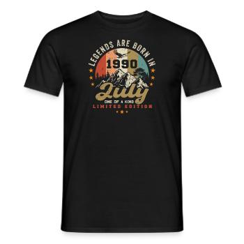 Jahrgang Geboren im Juli 1990 Jubiläum Juli 1990 - Männer T-Shirt - Schwarz - Vorne - AI Model Male 178 light (178cm)