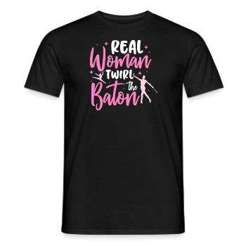 vraie femme twirl le bâton Design pour un twirld - T-shirt homme - noir - Devant - AI Model Male 178 light (178cm)