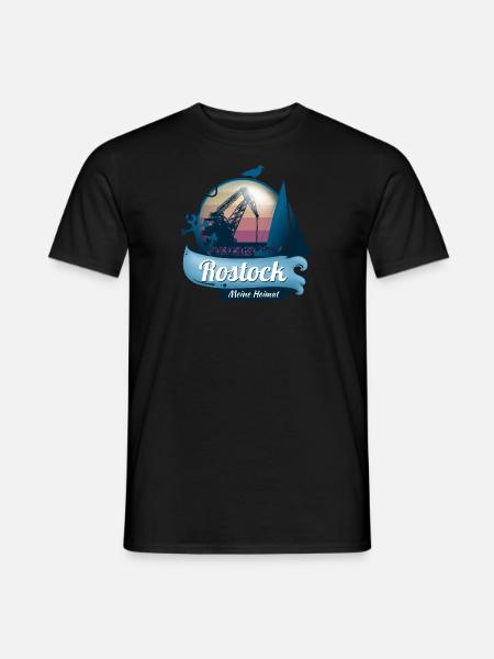 Rostock meine Heimat - Spruch & Illustration - Männer T-Shirt - Schwarz