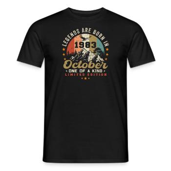October 1983 - Birthday in October 1983 - Men's T-Shirt - black - Front - AI Model Male 178 light (178cm)