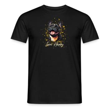 Französische Bulldogge ist Fröhlich - Männer T-Shirt - Schwarz - Vorne - AI Model Male 178 light (178cm)