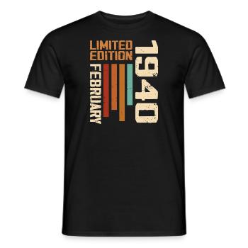 Geboren Februar 1940 Retro 1940 Jubiläum - Männer T-Shirt - Schwarz - Vorne - AI Model Male 178 light (178cm)