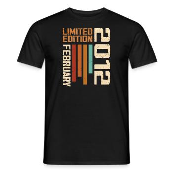 Born in February 2012 Retro 2012 Anniversary - Men's T-Shirt - black - Front - AI Model Male 178 light (178cm)
