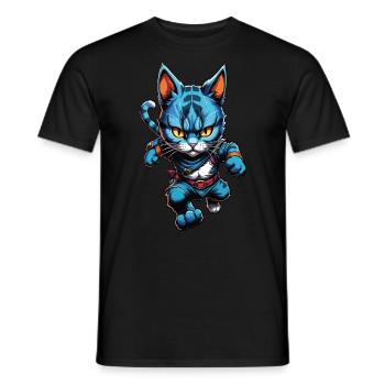 Cartoon cat - Männer T-Shirt - Schwarz - Vorne - AI Model Male 178 light (178cm)