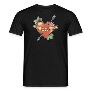 Heart Tattoo with dripping love - Men's T-Shirt - black - Front - AI Model Male 178 light (178cm)