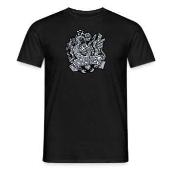 Kraken the Sea Creature destroying a Marine Vessel - Men's T-Shirt - black - Front - AI Model Male 178 light (178cm)