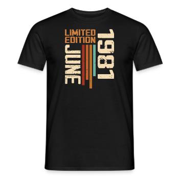 Juni 1981 Geburtstagsgeschenk Juni 1981 Retro 1981 - Männer T-Shirt - Schwarz - Vorne - AI Model Male 178 light (178cm)