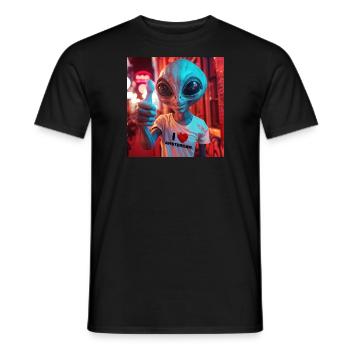 I love Amsterdam - Alien in Amsterdam - Männer T-Shirt - Schwarz - Vorne - AI Model Male 178 light (178cm)