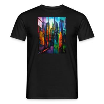 Abstrait Ville de Couleurs - Grande Ville - Coloré - T-shirt homme - noir - Devant - AI Model Male 178 light (178cm)
