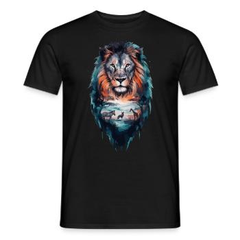 Paysage de lion majestueux Art africain - T-shirt homme - noir - Devant - AI Model Male 178 light (178cm)