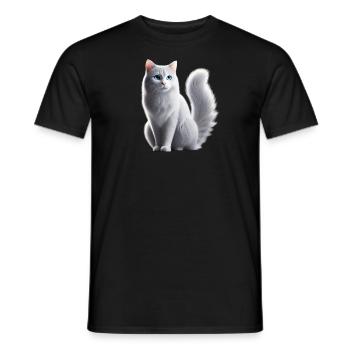 Katze Weiß Blaue Augen - Männer T-Shirt - Schwarz - Vorne - AI Model Male 178 light (178cm)