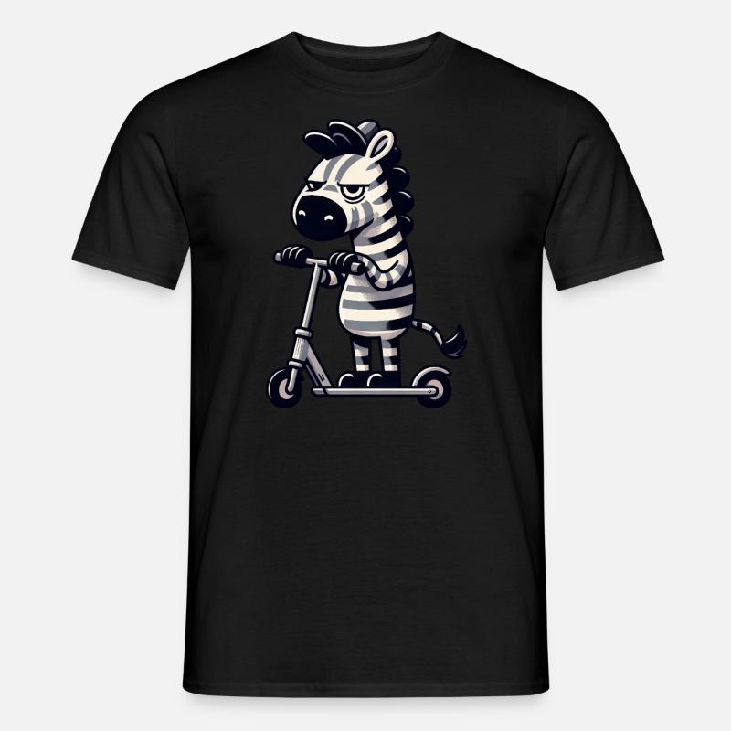 Zebra Kickroller Whimsical Funny Comic - Men’s T-shirt - black