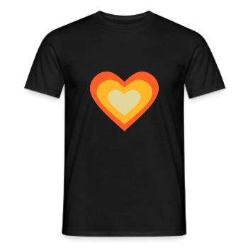 orange heart orange heart pattern retro 70s - Men's T-Shirt - black - Front - AI Model Male 178 light (178cm)