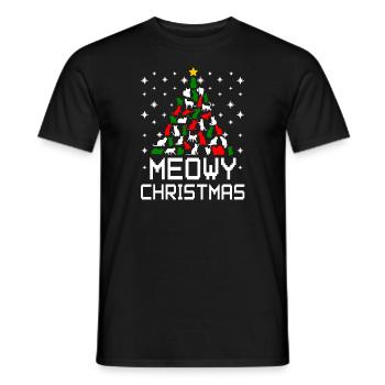 Meowy Christmas Cat Tree Ugly - Men's T-Shirt - black - Front - AI Model Male 178 light (178cm)