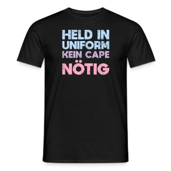 Held In Uniform, Kein Cape Nötig - Männer T-Shirt - Schwarz - Vorne - AI Model Male 178 light (178cm)