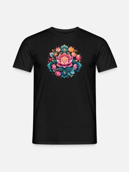 Meditative blooming lotus flower mandala - Men's T-Shirt - black