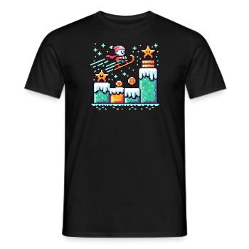 Pixel Winter Wonderland : le pays des neiges rétro du jeu - T-shirt homme - noir - Devant - AI Model Male 178 light (178cm)