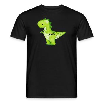 Geburtstagsaufdruck Dino, grün - Männer T-Shirt - Schwarz - Vorne - AI Model Male 178 light (178cm)